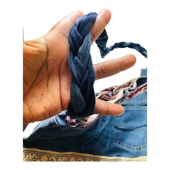 Upcycled Denim Blue Jean Purse Handbag Handmade Lace Faux Leather Levi's - Picture 6 of 6